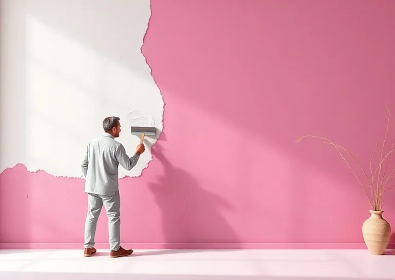 Application d'un enduit décoratif à la lisseuse sur un mur